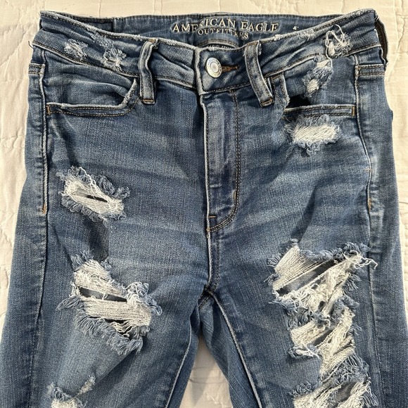 American Eagle Women Size 6 Distressed Next Level Stretch Highest Rise Jegging - Picture 10 of 12